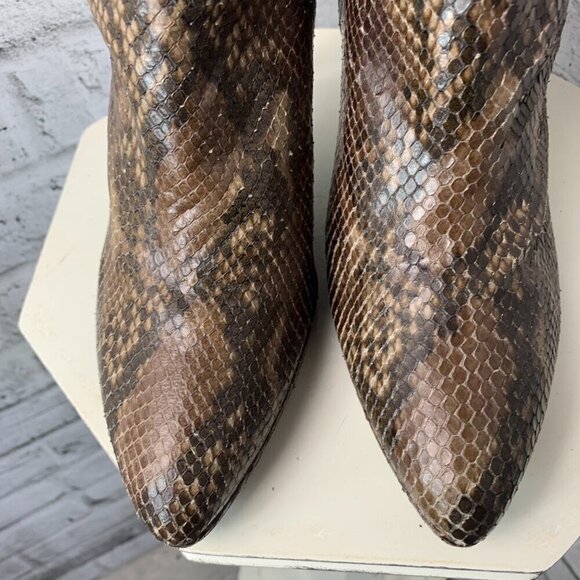 Stuart Weitzman Pointy Toe Snakeskin Leather High Stiletto Heel Booties - Picture 4 of 11